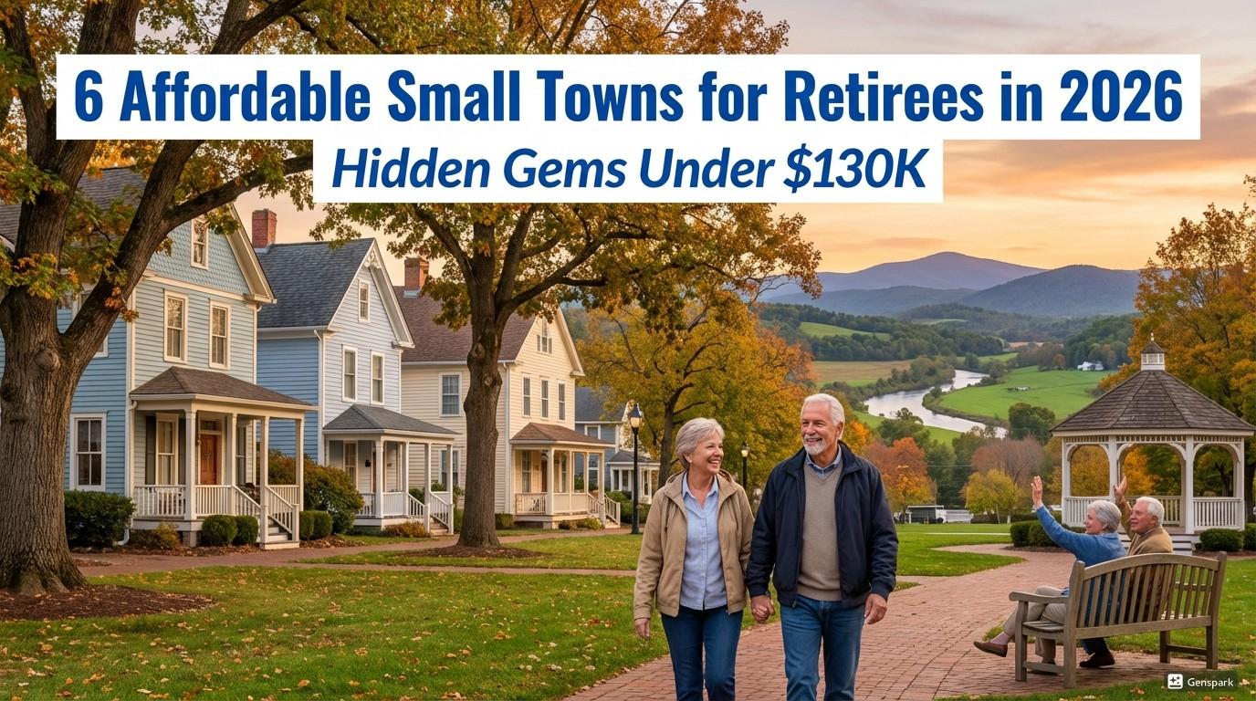 Charming small town main street with historic buildings and mountain backdrop perfect for retirees